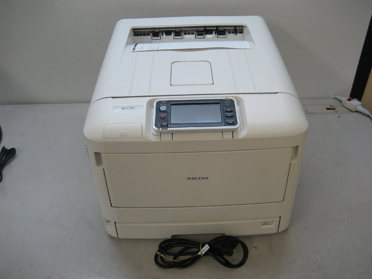 RICOH リコー◎A3 カラープリンター◎SP C751◎印刷枚数 白黒 7808枚/カラー 9070枚◎日焼け◎ブラック残り僅か 3039の画像1