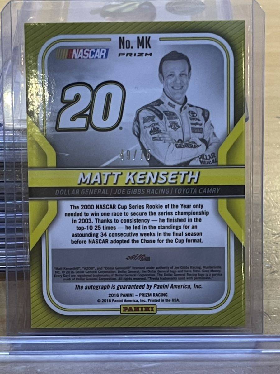 2016 Panini Prizm Racing MATT KENSETH /75 直筆サイン カード NASCAR ナスカーの画像2