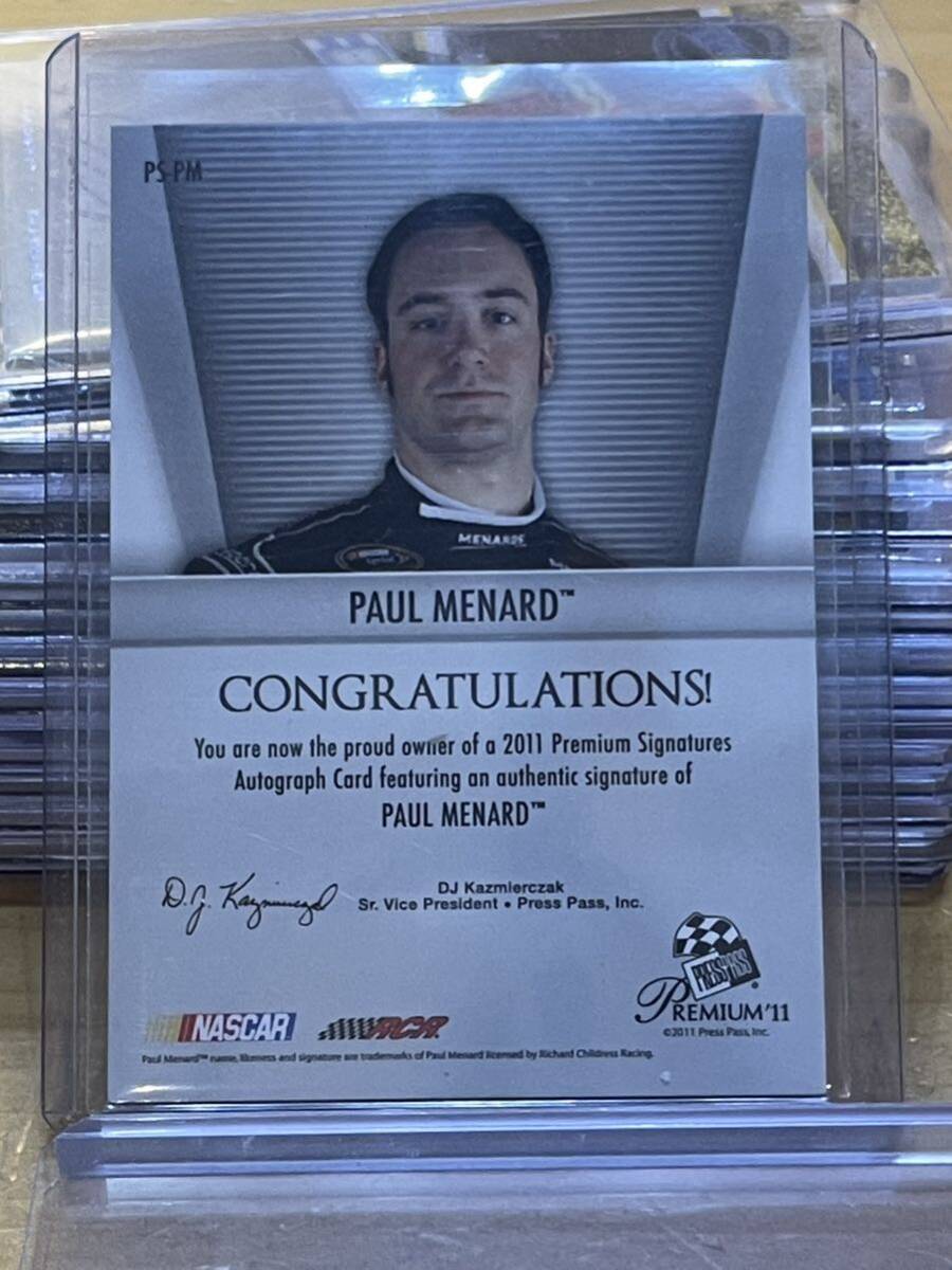 2011 Press Pass Racing PAUL MENARD автограф автограф карта /200