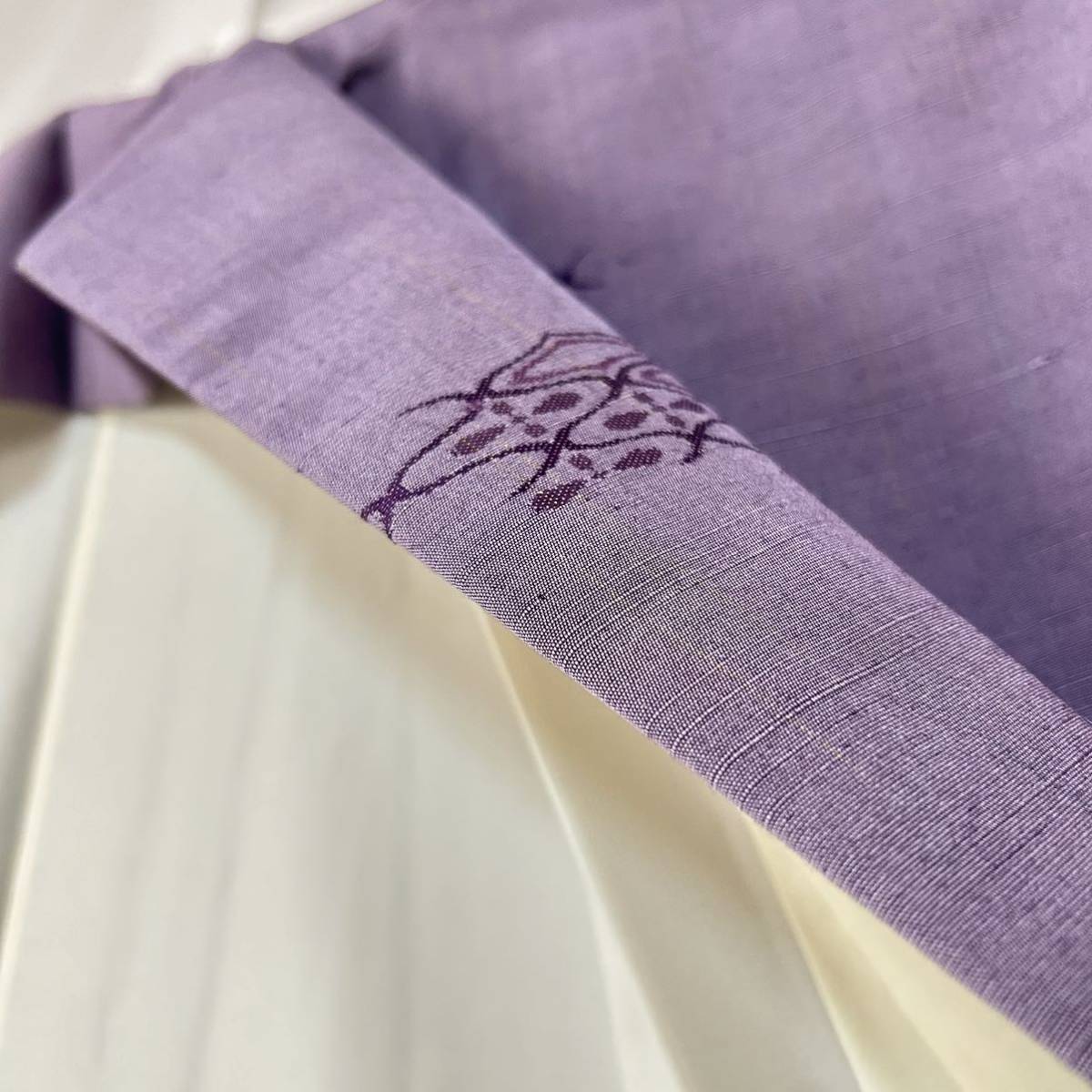 ●きもの翠● しつけ糸付き 信州紬 刺繍 上品 上質 小紋 紫色 正絹 和装 和服 着物 #Y913の画像8
