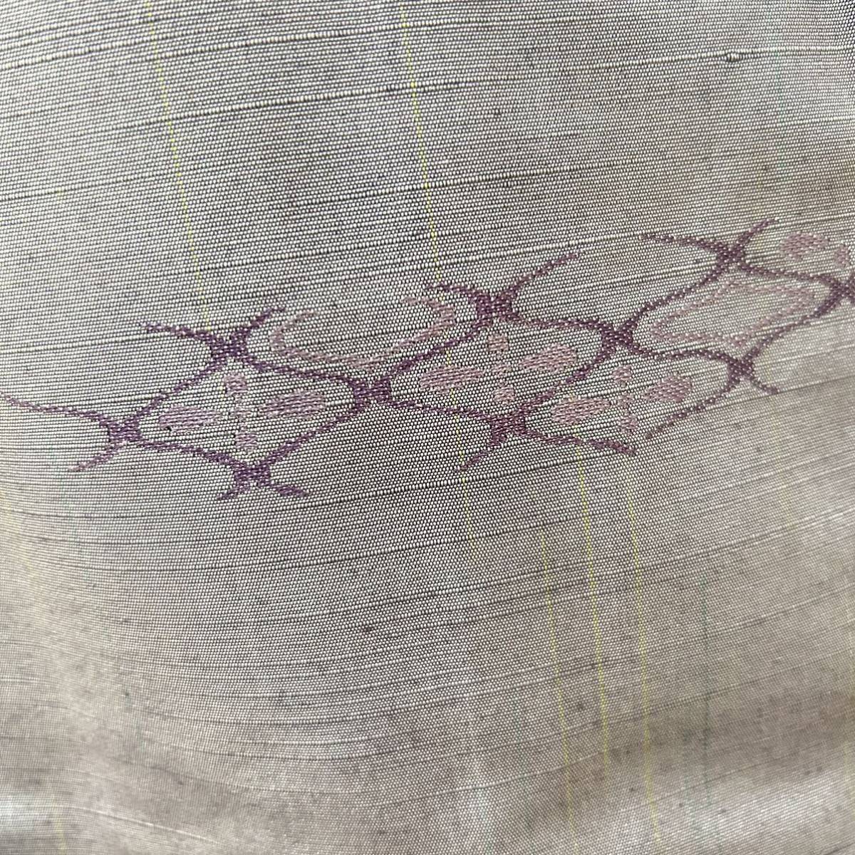 ●きもの翠● しつけ糸付き 信州紬 刺繍 上品 上質 小紋 紫色 正絹 和装 和服 着物 #Y913の画像3