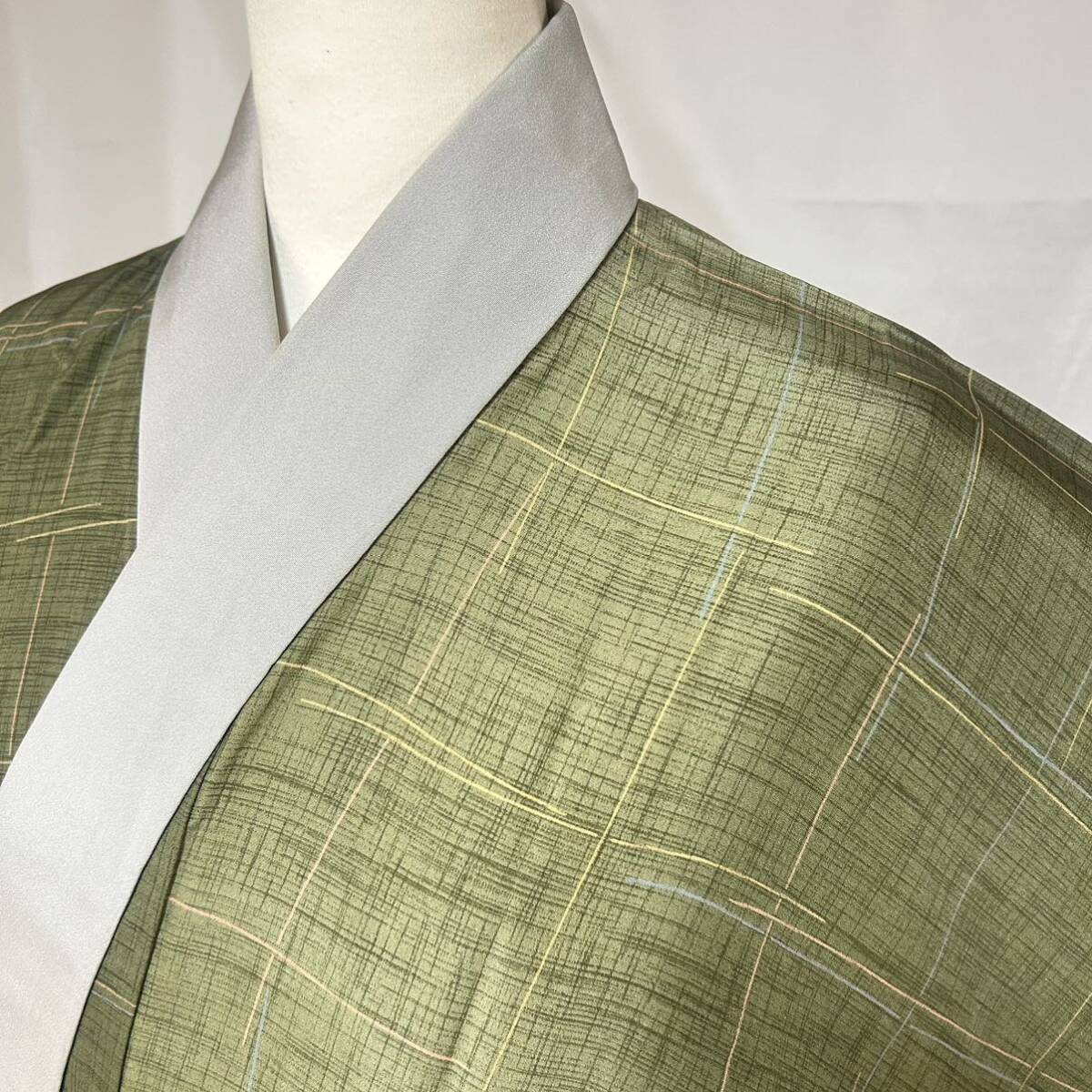 * kimono .* beautiful goods rare article for man long kimono-like garment stylish .. pattern check flat cheap . Japanese clothes Japanese clothes kimono silk men's #X021