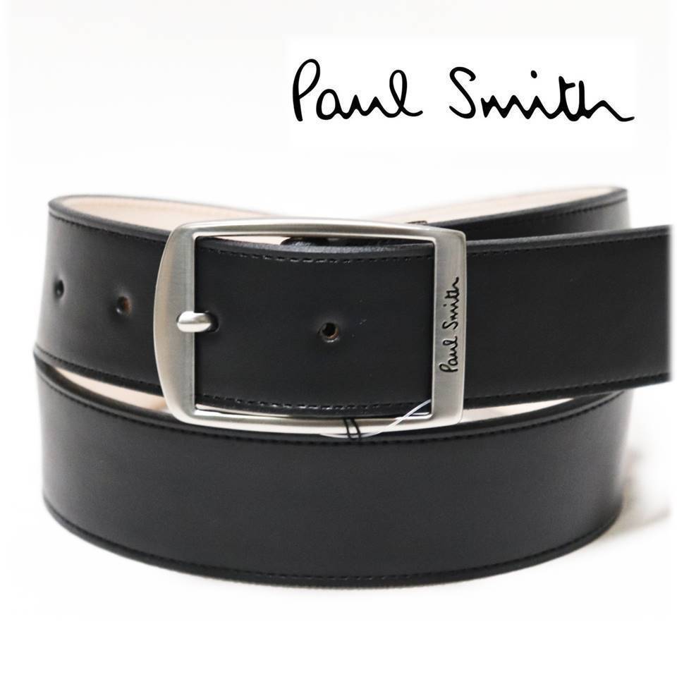 《Paul Smith ポールスミス》新品 現行モデル スクエアバックル レザーベルト ビジネス 5つ穴 黒 L(90cmまで対応)A9632