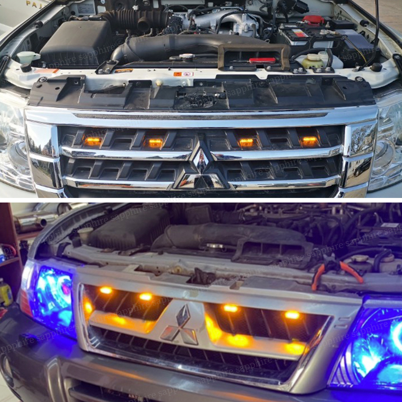 トヨタ タコマ ライト TRD プログリル LED グリル マーカー 4連 スモークレンズ アンバー 汎用 SUV TACOMA 4WD オフロード ジムニー_画像4