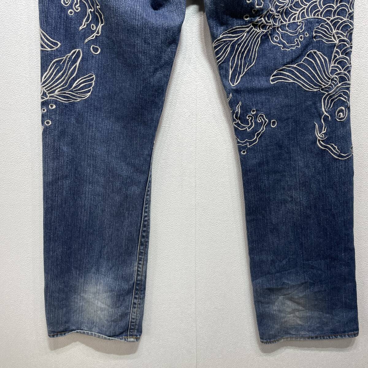 豊天商店　刺繍デニム　メンズＸＬ　　パンツ　鯉　桜　和柄　人気モデルK3282_画像5
