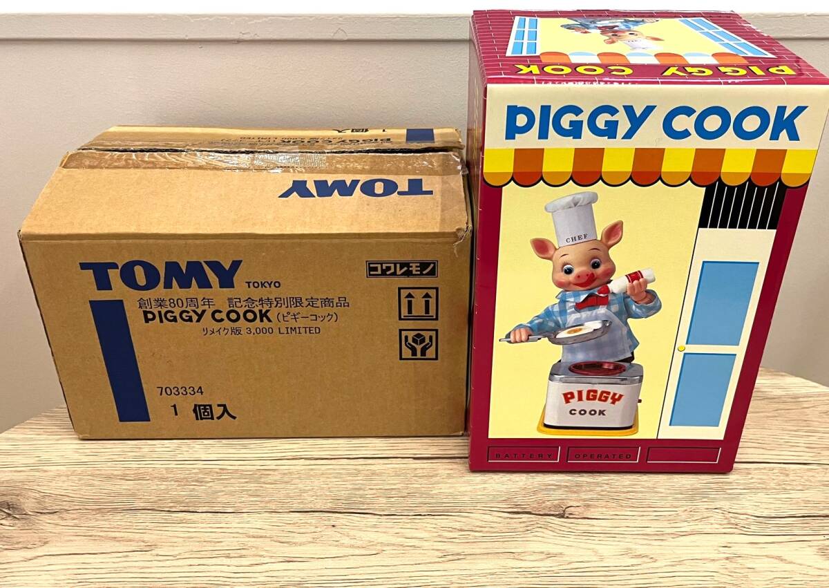 #915【新品未使用】TOMY創業80周年 記念特別限定商品『PIGGY COOK 3000体限定』ブリキ玩具 入手困難 絶版品 ピギーコック 輸送箱付【希少の画像5