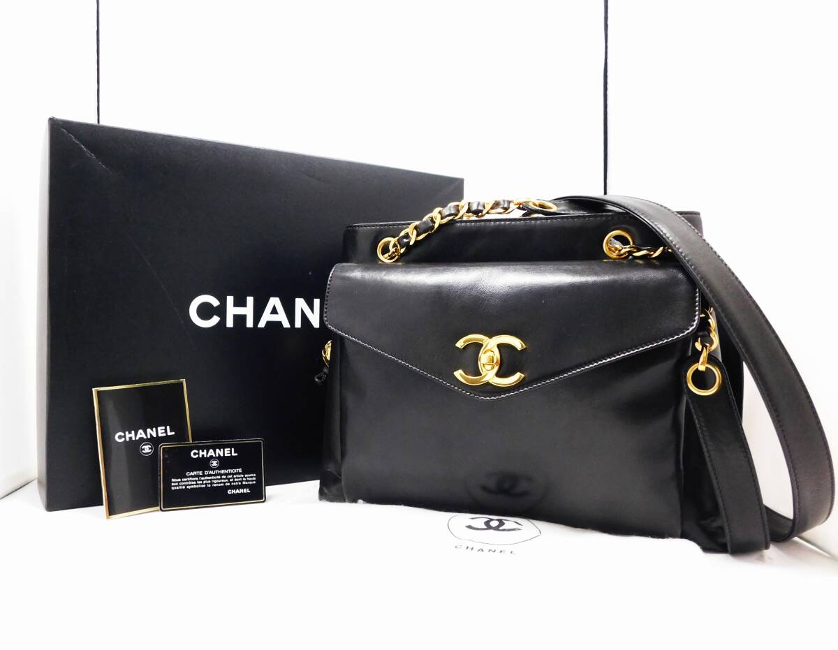 CHANEL シャネル ★ 極美品！！ ココボール トート/ショルダーバッグ 黒 Vintage ラムスキン G金具 ギャランティーカード/保存袋/外箱あり