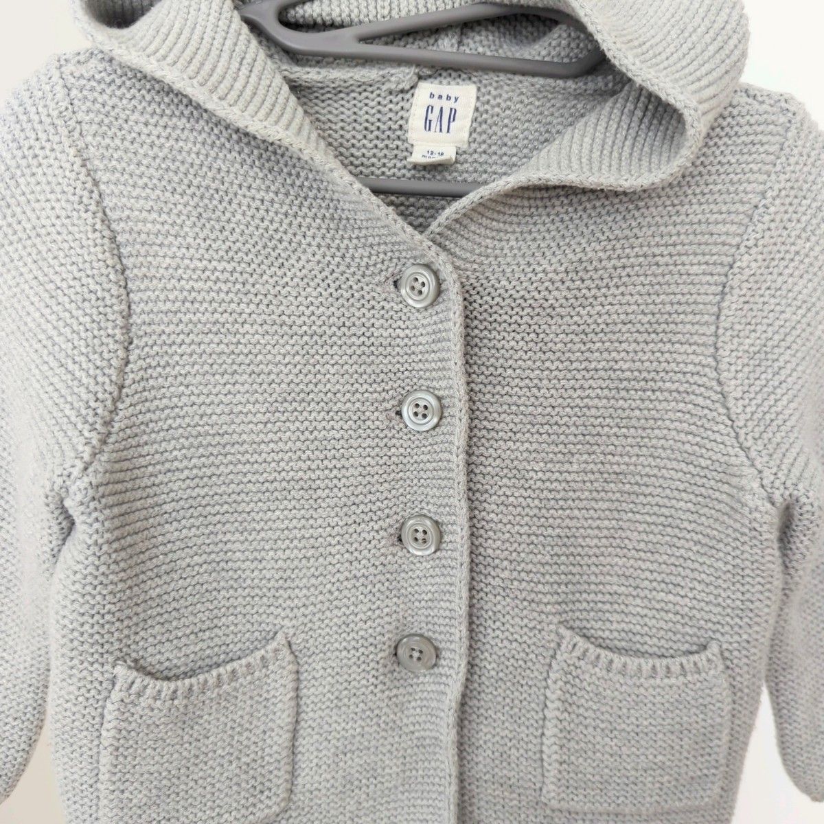 babygap ベビーギャップ グレー ニット カーディガン フード 耳付き