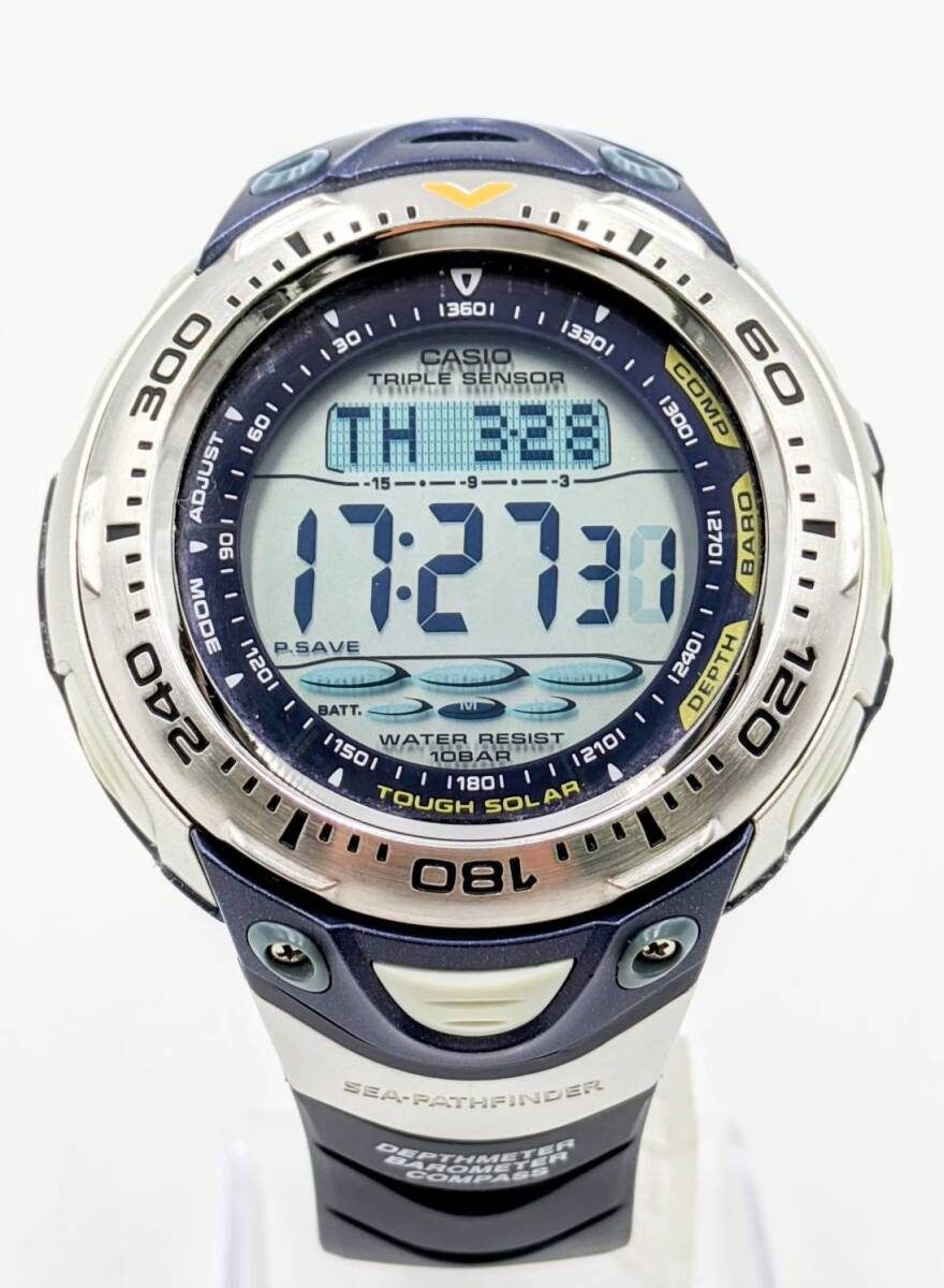 稼働品 CASIO SPF-70J 2824 SEA-PATHFINDER カシオ シーパスファインダー ソーラー 腕時計 防水 潜水 水深 水温 シュノーケル 電池新品の画像1