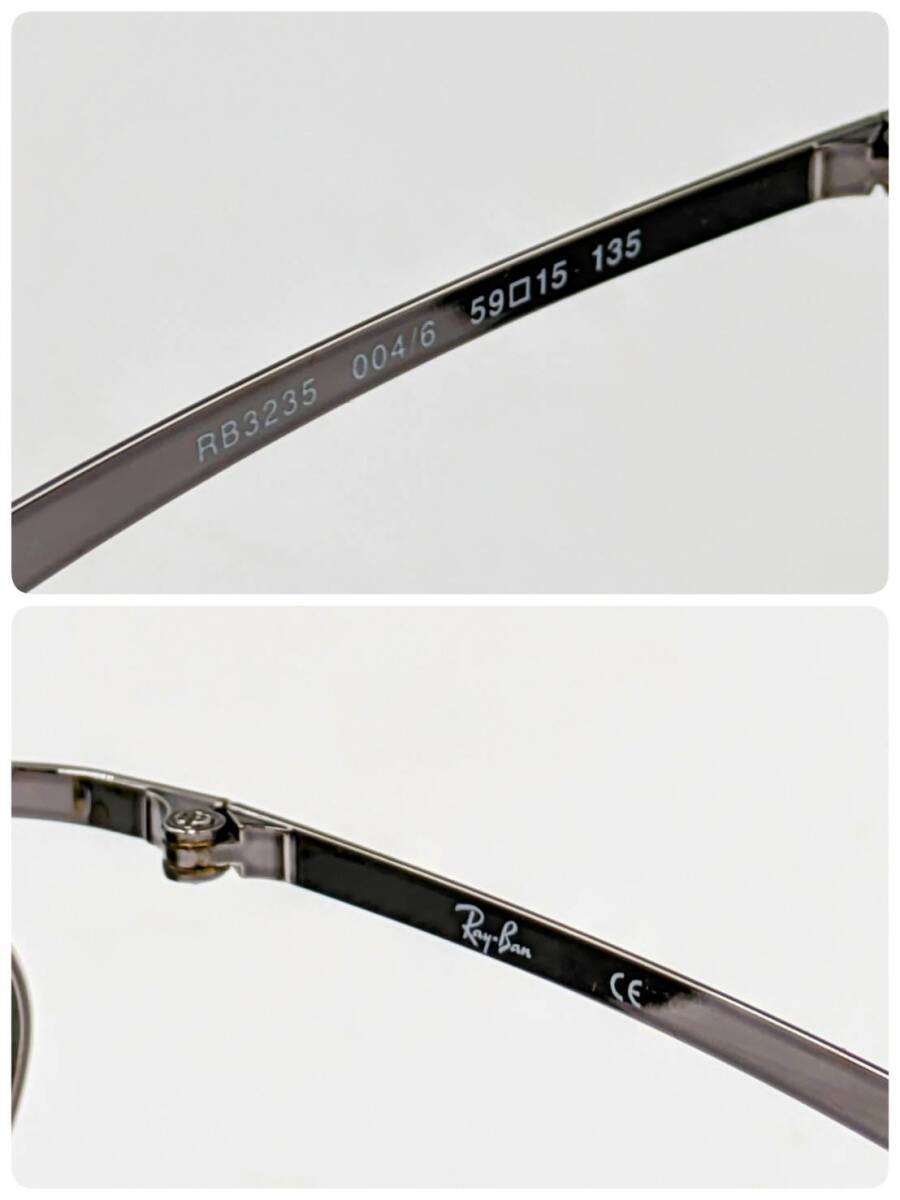 廃盤 希少 RayBan レイバン RB3235 004/6 59□15-135ガンメタフレーム シルバー イタリア メガネ サングラス ケース付き _画像9