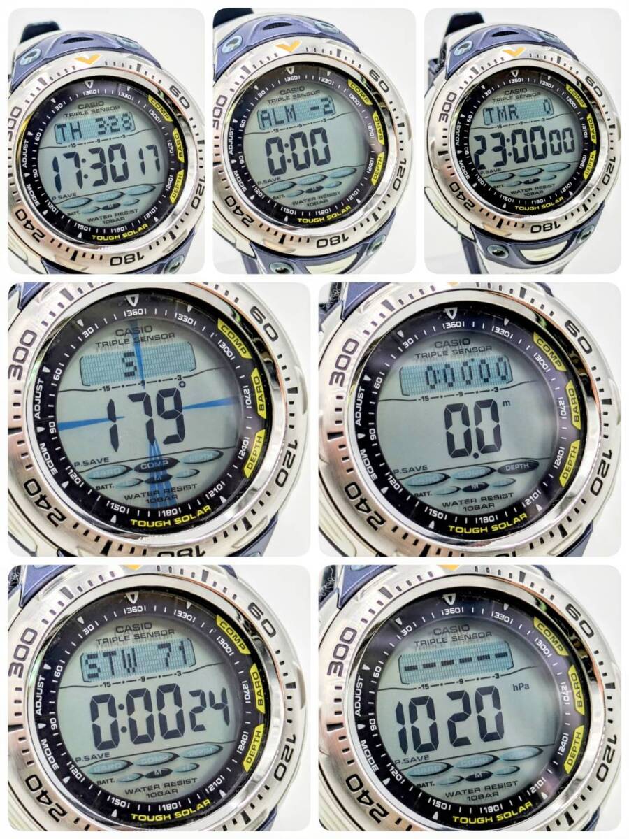 稼働品 CASIO SPF-70J 2824 SEA-PATHFINDER カシオ シーパスファインダー ソーラー 腕時計 防水 潜水 水深 水温 シュノーケル 電池新品の画像9