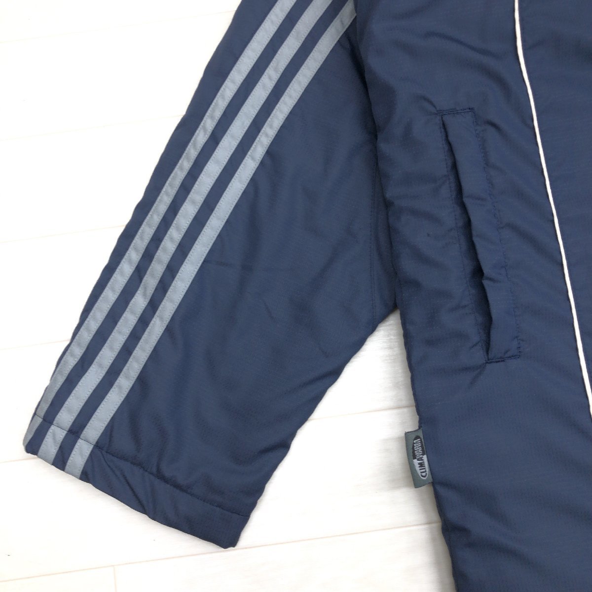 *adidas Adidas 3 stripe with cotton bench coat 160 navy blue navy long down coat part .. war sport made in Japan Kids Junior 