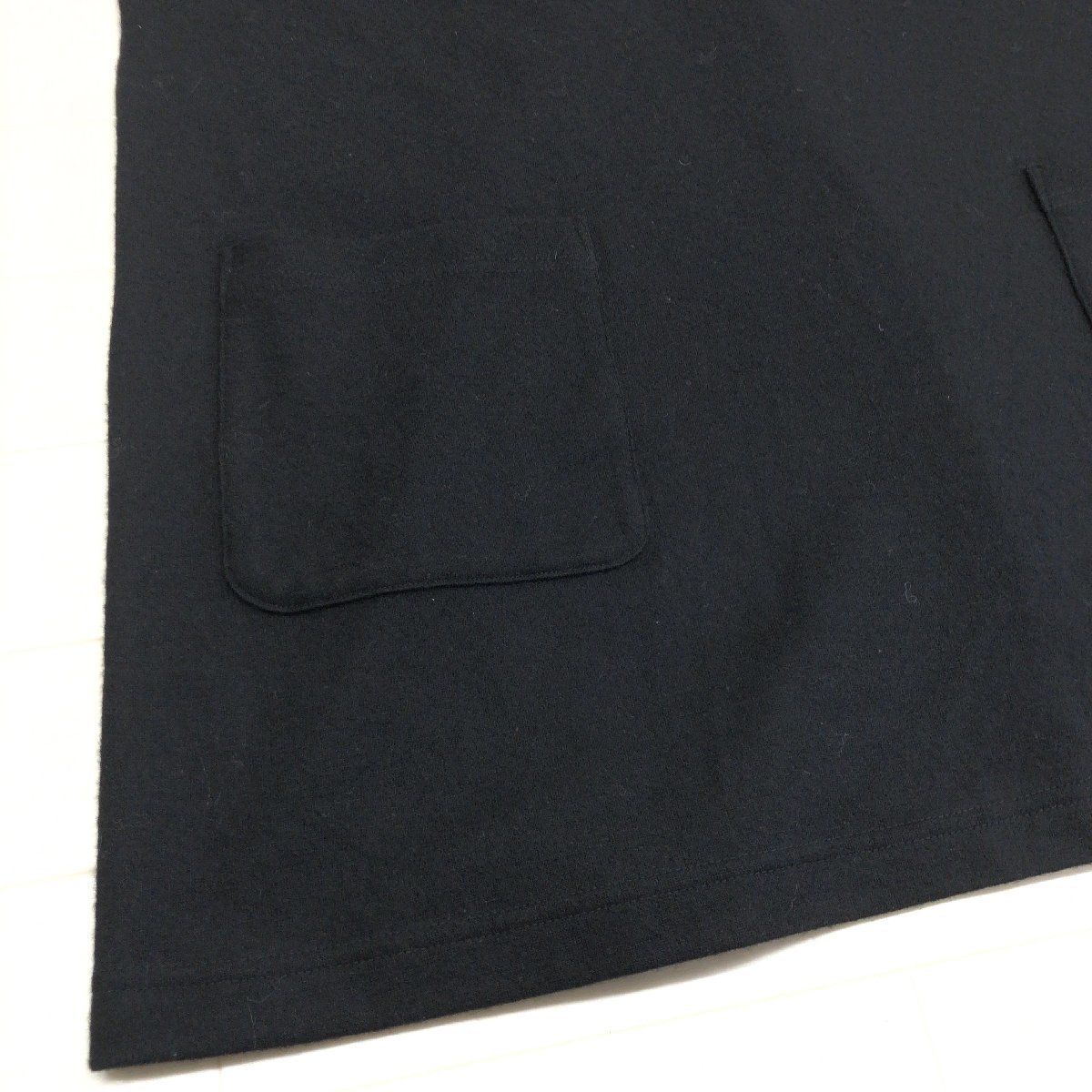 WOOL FACTORY ウールファクトリー ウール100% オープンネック ニット チュニック L～LL 黒 日本製 半袖 セーター XL 2L ゆったり 大きい_画像5
