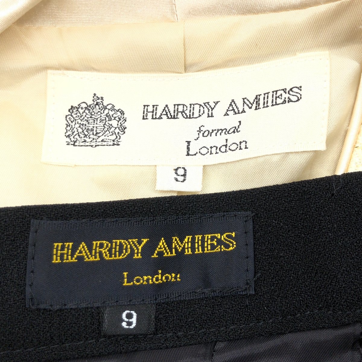 ●HARDY AMIES SPORT ハーディエイミス ジャケット ロングスカート 2点セット 9(M) アイボリー ブラック 日本製 フォーマル スーツ 女性用_画像3