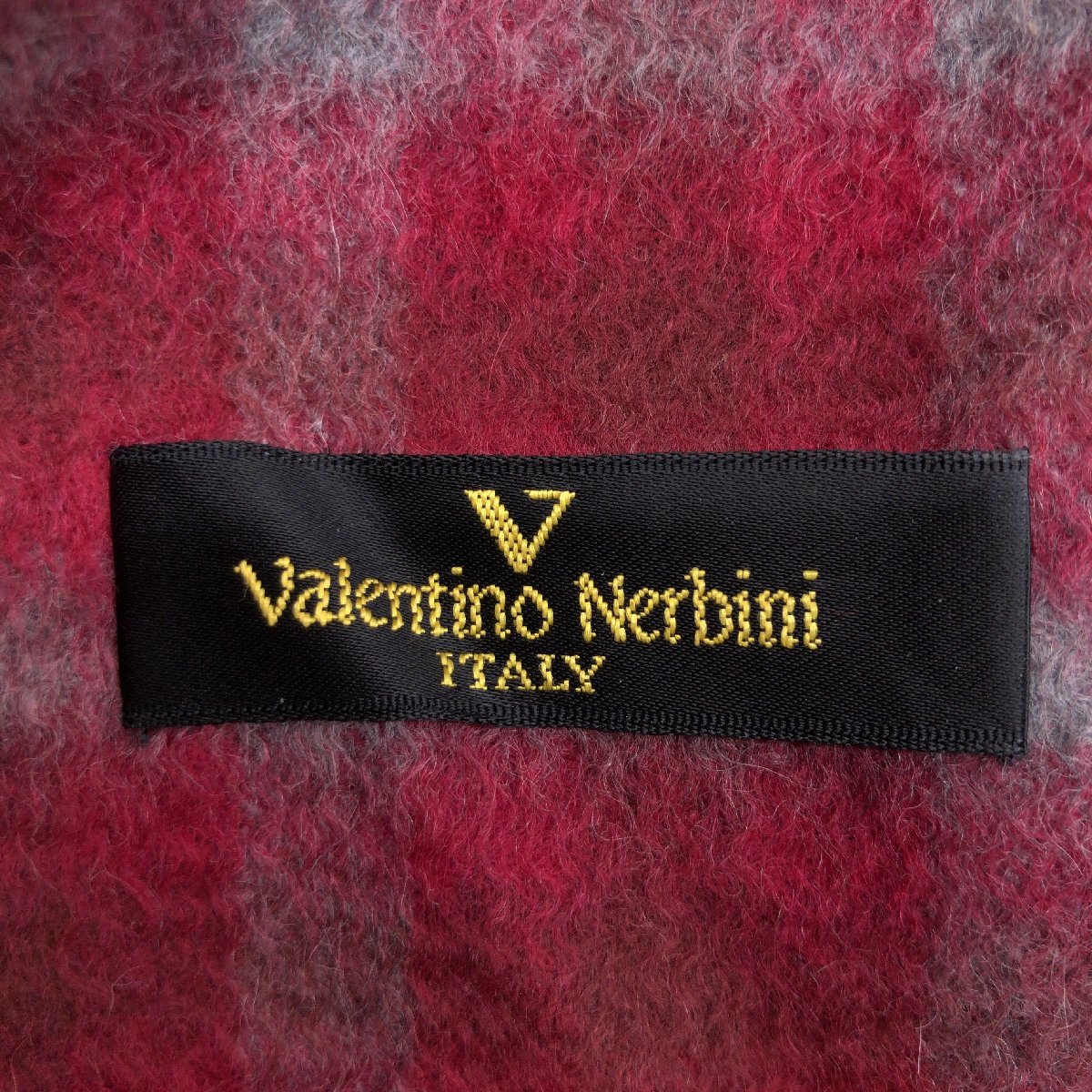 美品 Valentino Nervini バレンティノネルビーニ 上質 カシミヤ100% ギンガムチェック マフラー ボルドー系 ストール カシミア_画像2