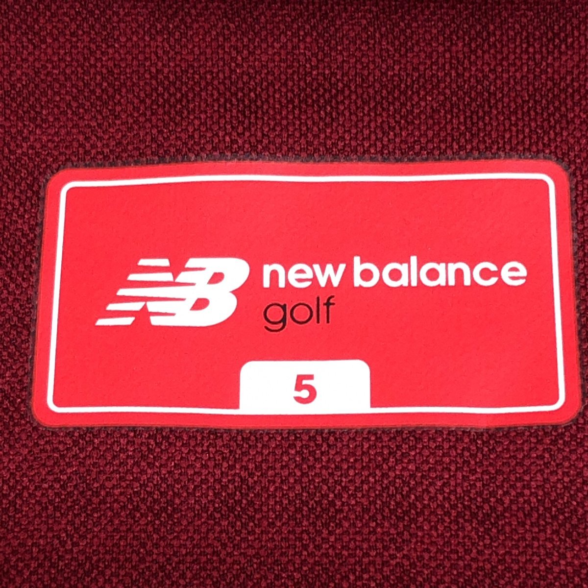 美品 New Balance golf ニューバランス ロゴ刺繍 千鳥柄 吸水速乾 ドライ ゴルフシャツ 5(L) 赤系 レッド系 長袖 ポロシャツ スニーカー柄_画像3