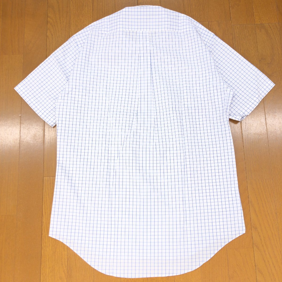 新品 TOPVALU トップバリュー 吸水速乾 ドライ B.D. チェック ワイシャツ 42(L) 白×紺 ホワイト ネイビー 半袖 カッターシャツ 未使用の画像2
