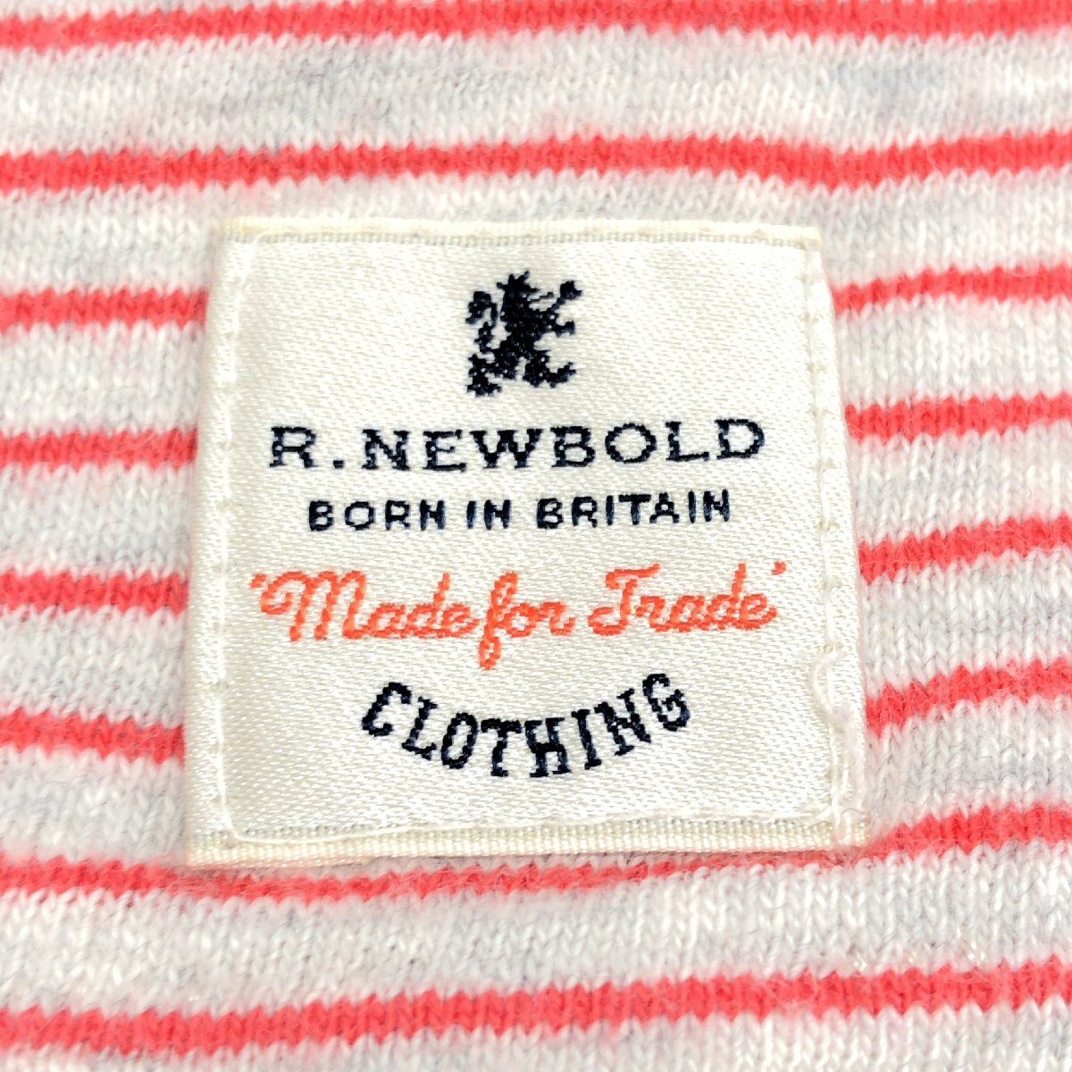 R.NEWBOLD アールニューボールド ポールスミス Uネック ボーダー Tシャツ M グレー×赤 レッド 九分袖 長袖 ロンT Paul Smith 国内正規品_画像4