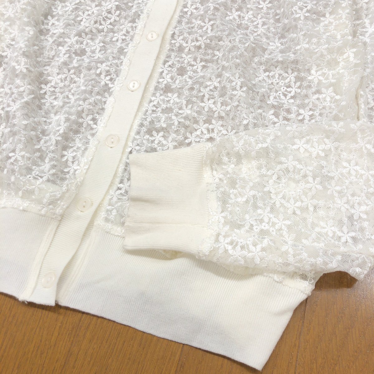 DoCLASSE ドゥクラッセ レース カーディガン 13(XL) 白 ホワイト 羽織り シースルー 花柄 LL 2L ゆったり 大きい 国内正規品 レディース_画像5