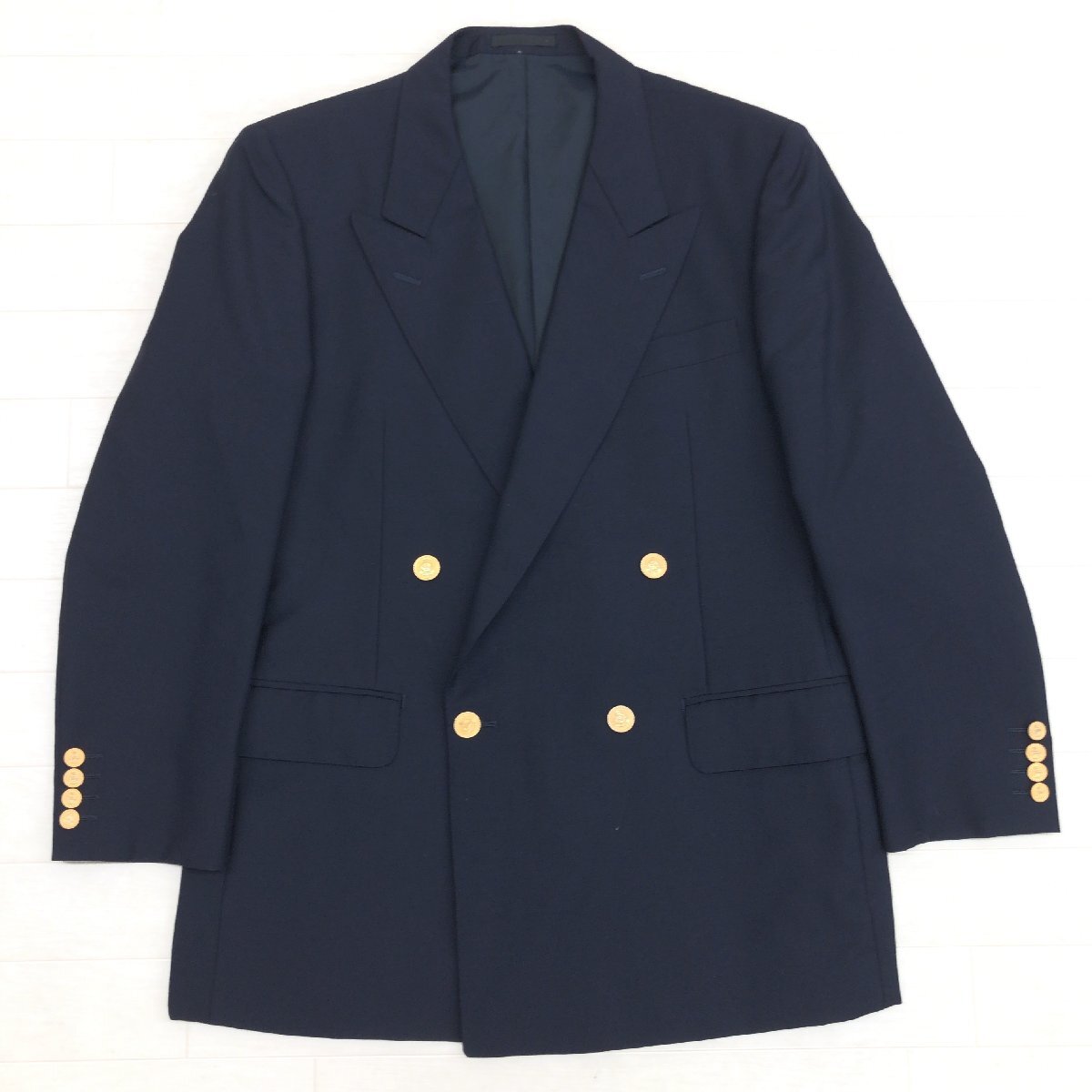 *BURBERRYS\' Burberry z gold button moheya.da bulb leather jacket AB6(XL corresponding ) dark blue . thing navy blue blur Vintage extra-large large 2L LL