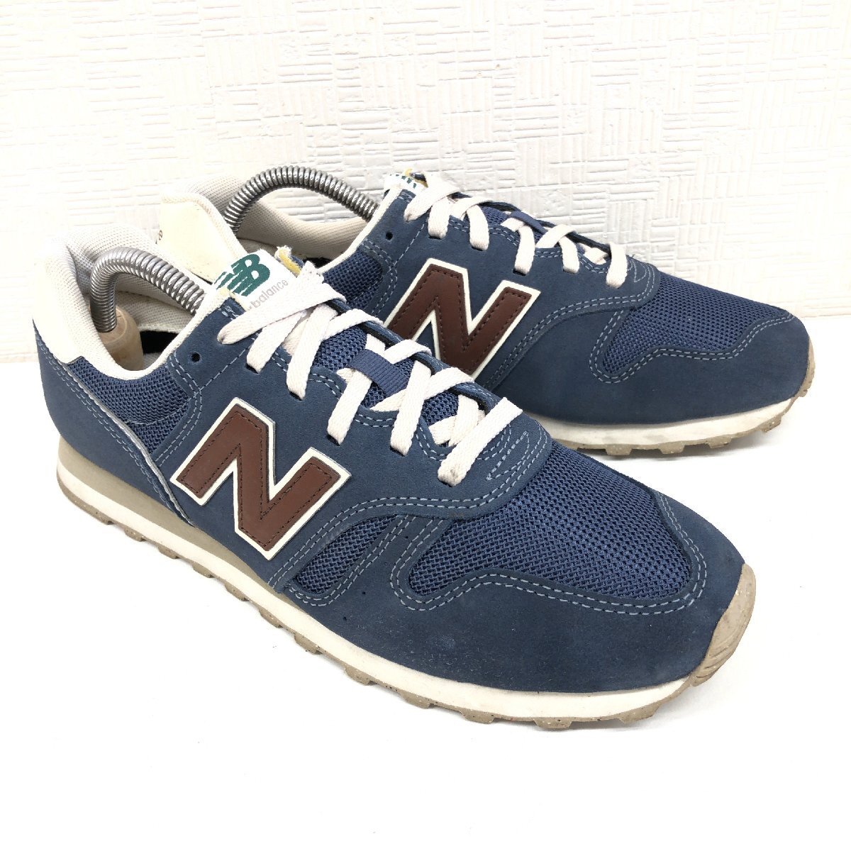 ●New Balance ニューバランス ML373 部分本革 スエードレザー メッシュ スニーカー 26cm 紺 ネイビー ランニングシューズ ローカット 紳士_画像3