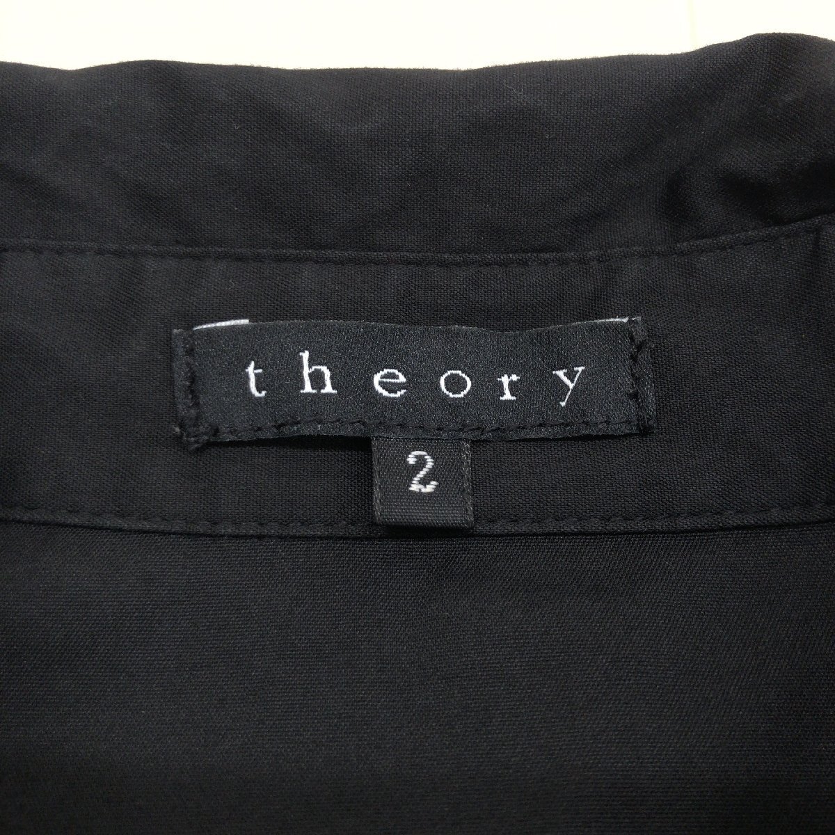 Theory セオリー フリルデザイン ストレッチ シャツ 2(M) 黒 ブラック ブラウス 長袖 国内正規品 レディース 女性用の画像3