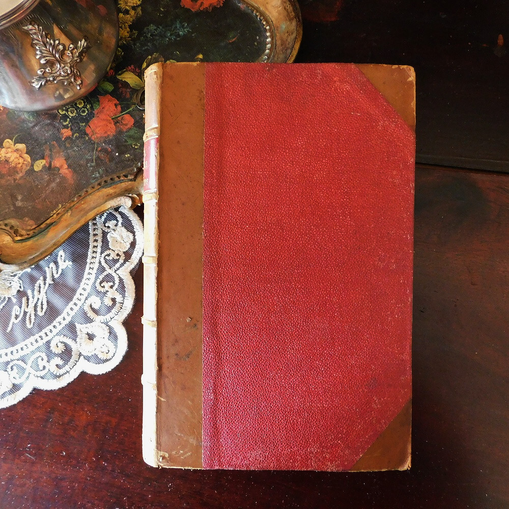 +..。*゜+ 1864年 背表紙が素敵なフランスの古書 歴史書 アンティークブック ヴィンテージ本 洋書 古書 イギリス インテリア 家具の画像3