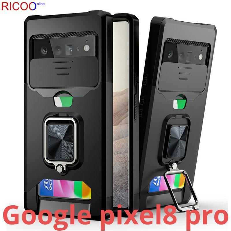 耐衝撃性Google Pixel 8 Pro リング ケースTPU/PC 黒 ブラック 頑丈 丈夫/画面保護 レンズカバー/グーグルピクセル8プロ_画像1