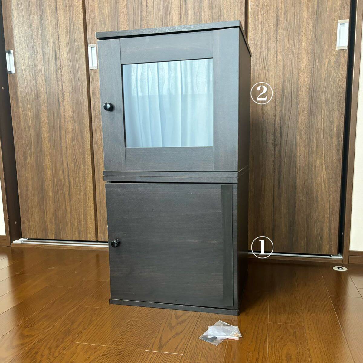 Yahoo!オークション - ①②目隠し扉/ガラス扉 2個セット キューブボックス