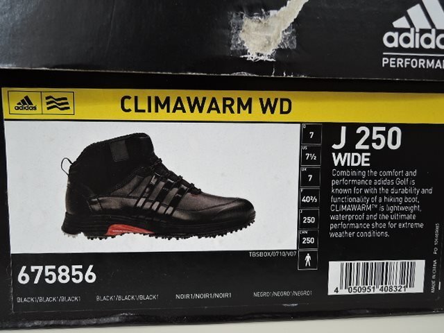 adidas アディダス メンズ ゴルフシューズ CLIMAWARM WD クライマウォーム 675856 ブラック 25.0cm/中古美品_箱記載情報