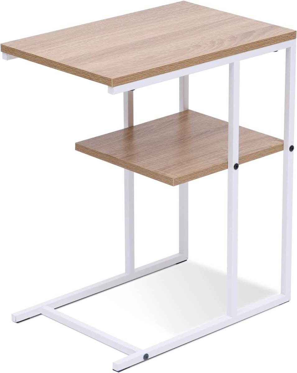 テーブル サイドテーブル コの字型 木目調 ミニテーブル カフェテーブ 簡単組立 多機能 家具 tks-sdtb45-whokの画像1