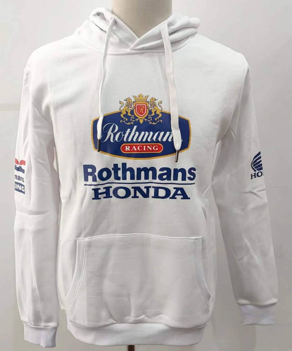 Mサイズ -未使用 ROTHMANS HONDA RACING ロスマンズホンダ フード パーカー White_画像1