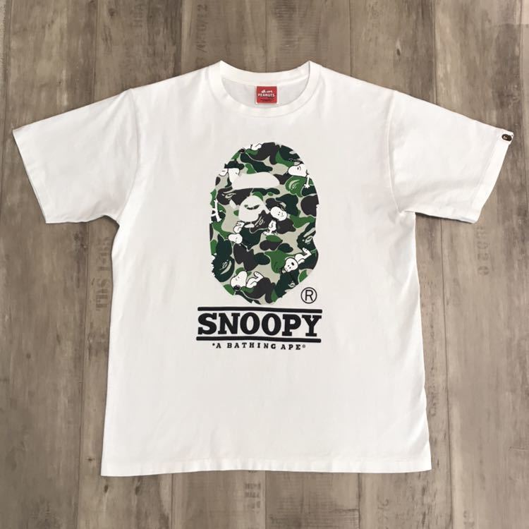 SNOOPY × BAPE ABC camo big head Tシャツ Lサイズ a bathing ape bape スヌーピー ピーナッツ peanuts エイプ ベイプ ABCカモ 迷彩_画像1