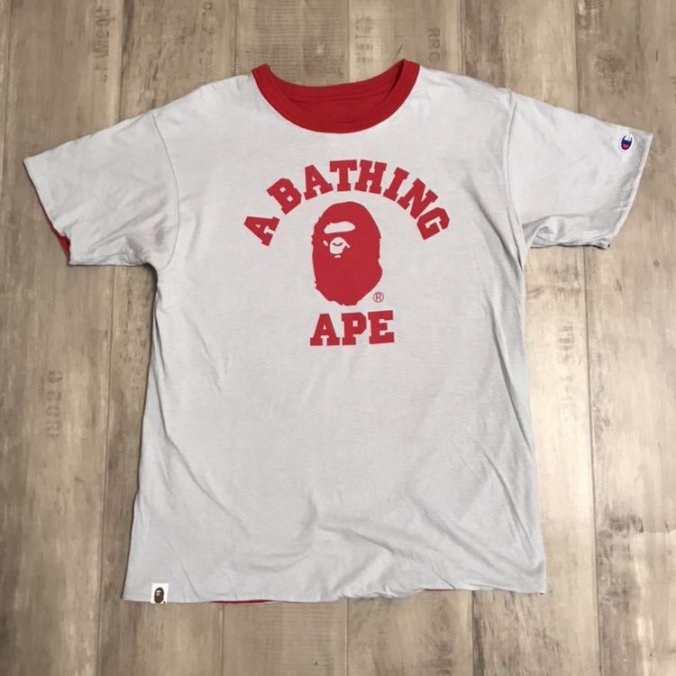 ★リバーシブル★ champion × bape カレッジロゴ big head Tシャツ M a bathing ape チャンピオン エイプ ベイプ アベイシングエイプ_画像5