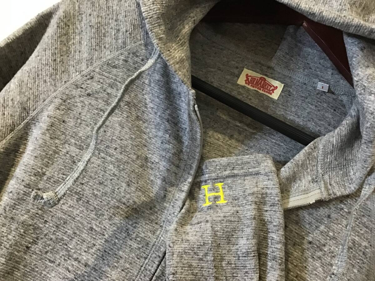 ** beautiful goods Hollywood Ranch Market HRM stretch f rice Zip up Parker H embroidery long sleeve S size 1 Heather gray ....**