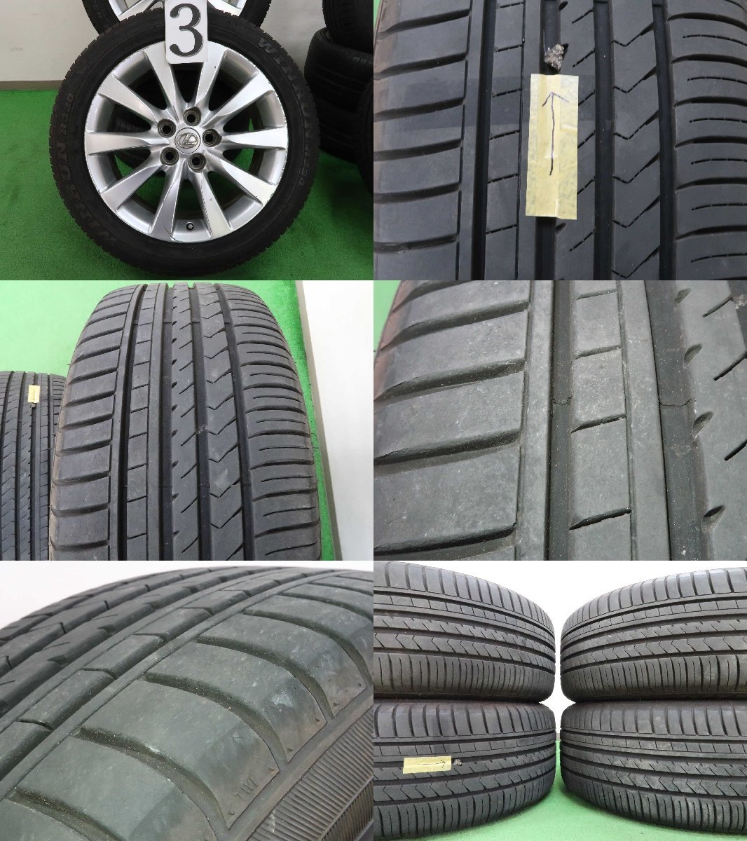 4本 レクサス 40系 LS 純正 18インチ 7.5J +32 5H PCD 120 ラジアル WINRUN R330 2022年 235/50R18 車検 純正戻しに LEXUS LS460 LS600_画像10