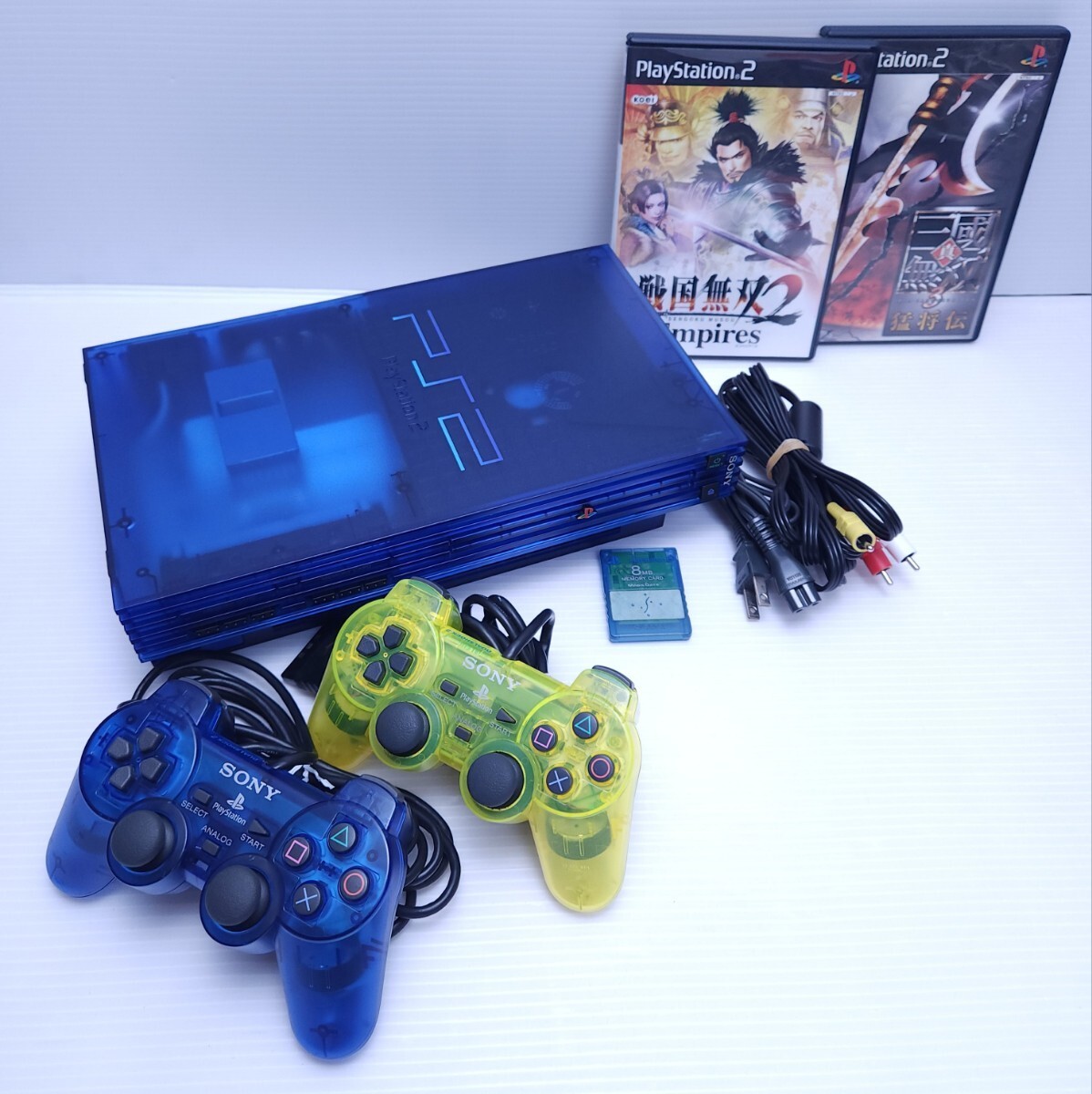 美品/動作品 希少カラー オーシャンブルー PS2 本体 コントローラ プレステ2 PlayStation2 SCPH-37000,ゲームソフト,メモリカード(H-91)_画像1