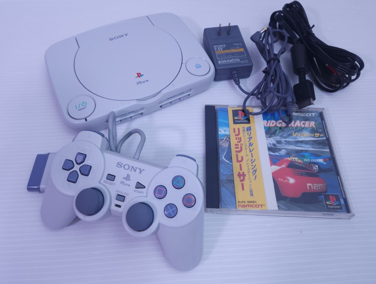 美品/動作品 レトロゲームPS1 PlayStationプレイステーション1 SCPH-100 コントローラ, ゲームソフト セット 希少品 (M-68)_画像1