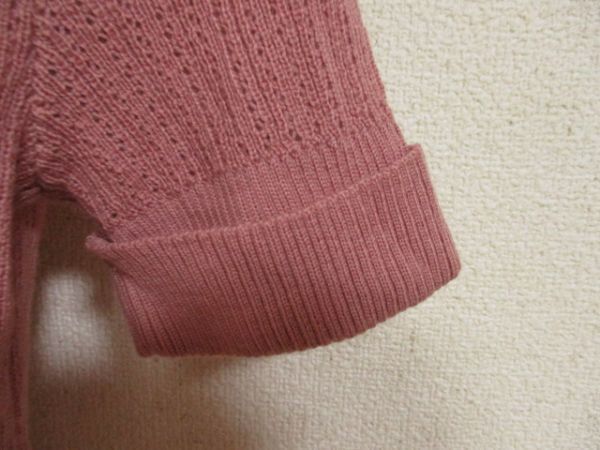 ns141 short sleeves knitted # UNTITLED # Untitled sweater front button ... braided da stay pink smoky pink M