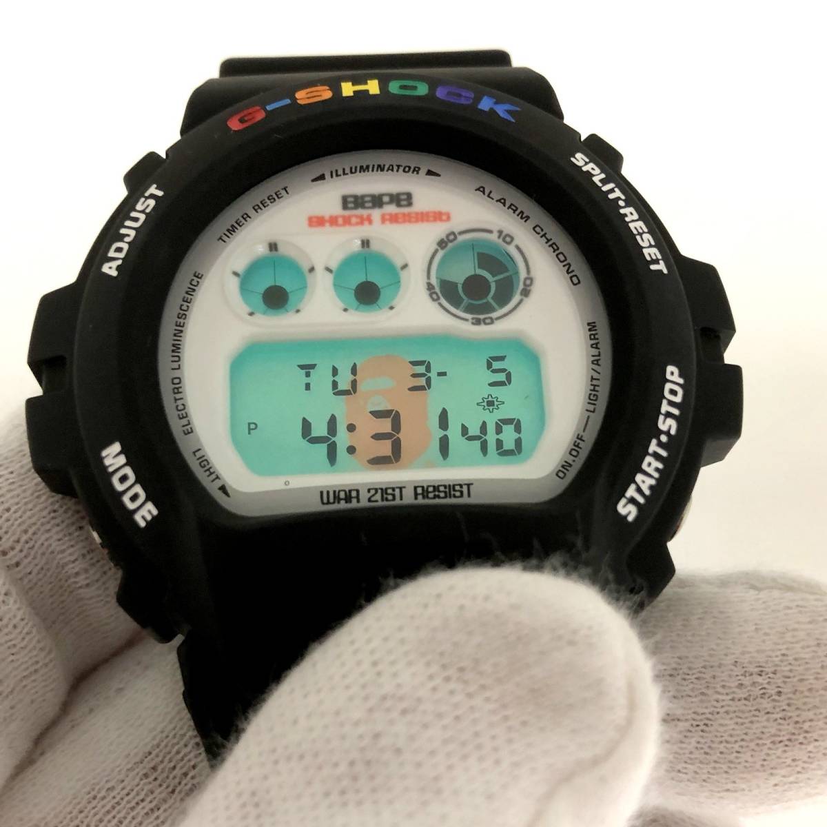 G-SHOCK ジーショック CASIO カシオ 腕時計 DW-6900 アベイシングエイプ APE BAPE ベイプ コラボ 三つ目 デジタル 【ITER606E5ERO】_画像5