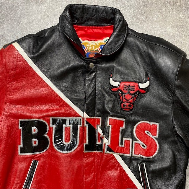 【men252U】 希少 90's JEFF HAMILTON Chicago Bulls レザージャケット ジェフハミルトン シカゴブルズ NBA FINALS 1996 ヴィンテージ 252U_画像2