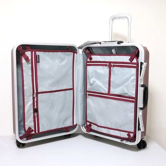 新品 スーツケース mサイズ 中型 大型 軽量 フレーム TSA 4輪 双輪 シフレ 人気 キャリーケース 4泊5泊6泊 メタリック レッド 赤 M504_画像4