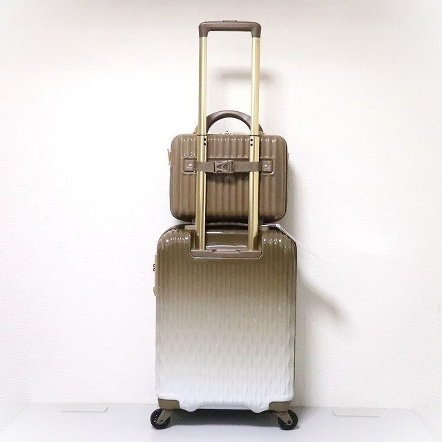 未使用 スーツケース 機内持ち込み可 小型 ミニバッグ付 Sサイズ 人気 グラデーション キャリーケース LUN2116 カフェラテ レディース M662_画像4