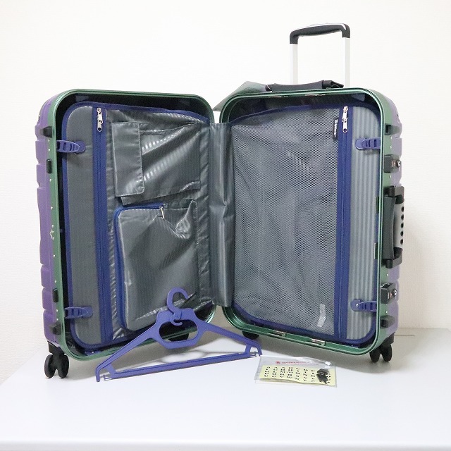 未使用 スーツケース mサイズ 中型大型 フレーム 人気 B5225 キャリーケース 頑丈 上質 TSA 双輪 3泊4泊5泊 パープル 半額セールM198_画像5