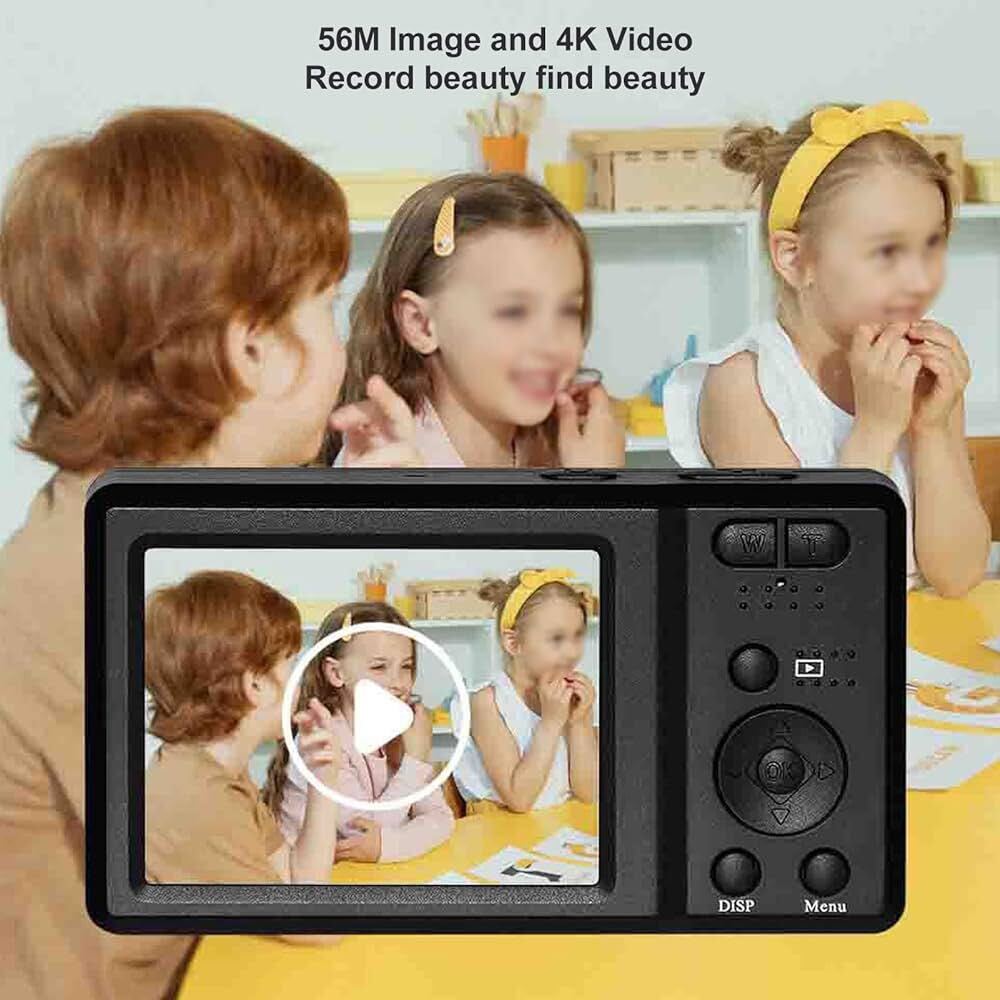 デジタルカメラ、2.7インチ 20Xデジタルズームオートフォーカスミニカメラ56MP 4KウルトラHD充電式学生コンパクトカメラ_画像2