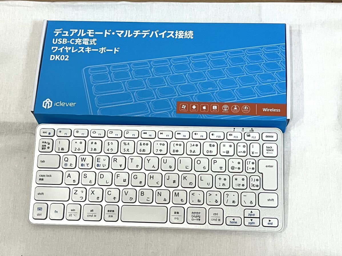 iClever キーボード Bluetooth キーボード 無線 ワイヤレスキーボード2.4Ghz静音キーボード(レシーバー付属) コンパクトキーボード 薄型