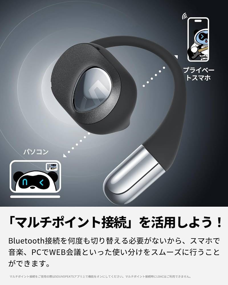  【VGP 2024 金賞】 SOUNDPEATS GoFree2 耳掛け式 イヤホン ハイレゾ/LDAC対応/Bluetooth5.3 ワイヤレスイヤホン オープンイヤー型 16.2mmの画像8