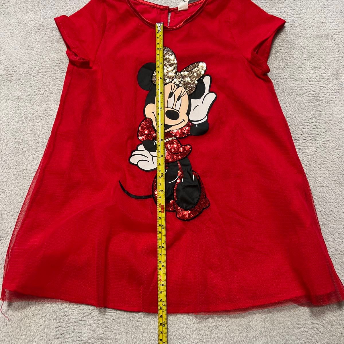 H&M ミニーマウス　 半袖Tシャツ ディズニー Disney 赤　チュニック　2-3y 100センチ　タグ記名無し　汚れあり