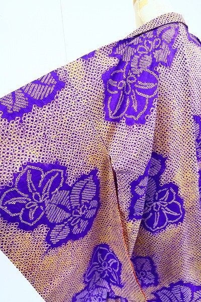 【着物フィ】アンティーク 長羽織 身丈96cm 紫 レトロ 大正モダン 仕立て上がり 正絹 kimono 15679の画像3