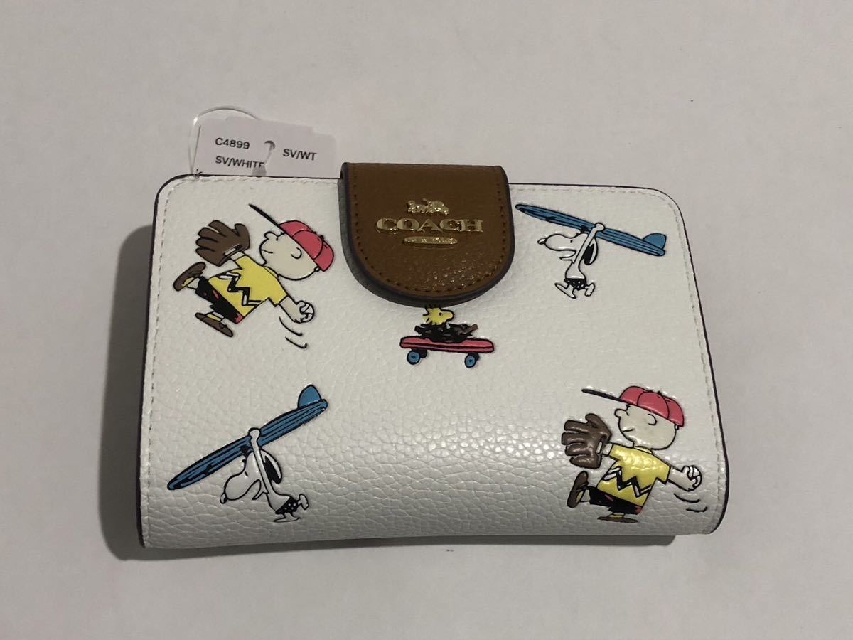 ［1円スタート］COACH コーチ　スヌーピー コラボ PEANUTS 折り財布　ファスナー　チャークマルチカラー　新品未使用　c4899_画像2